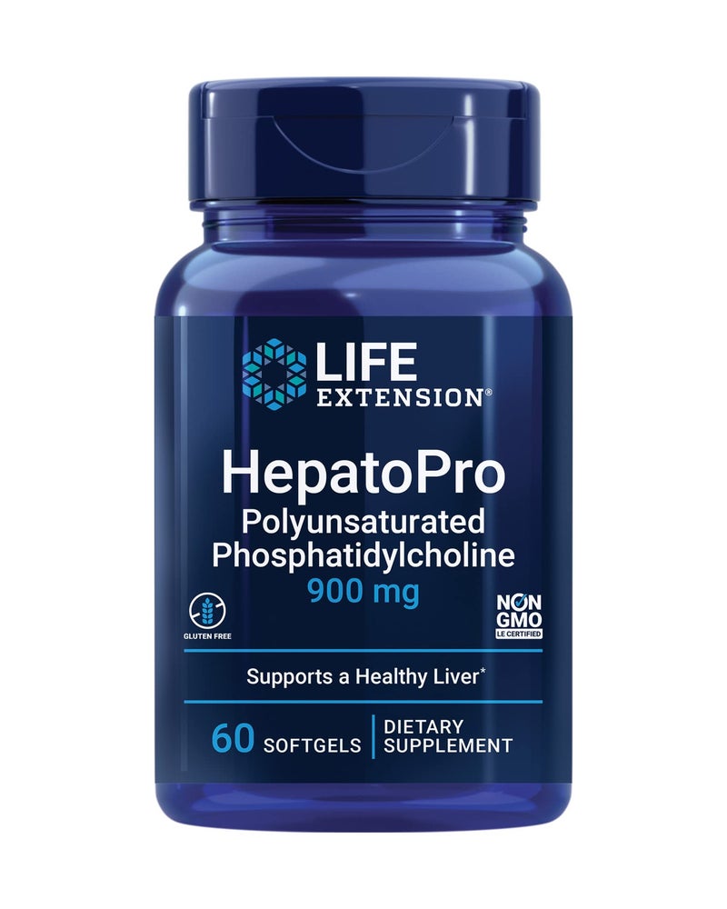 Life Extension HepatoPro polyunsaturated phosphatidylcholine 900 mg Supports a Healthy Liver and detoxification Protects Against oxidative Stress GlutenFree NonGMO 60 softgels